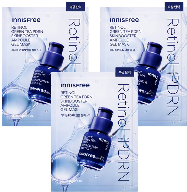 INNISFREE 台灣公司貨 1%A醇PDRN水光安瓶果凍面膜, 3個, 1個裝