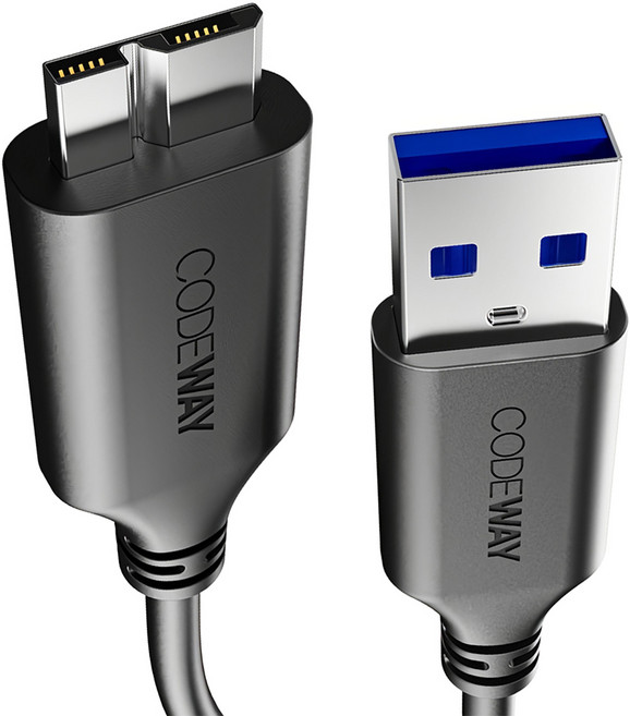 CODEWAY USB-A 公 to Micro B 3.0 高速傳輸線, 30cm, 黑色, 1條