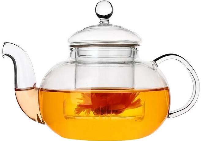 FOREVER 英式耐熱玻璃濾網花茶壺, 透明色, 1L, 1個