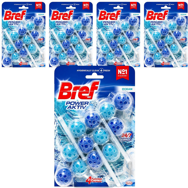 BREF 妙力 強力馬桶芳香清潔球 藍色海洋香氛, 150g, 5組