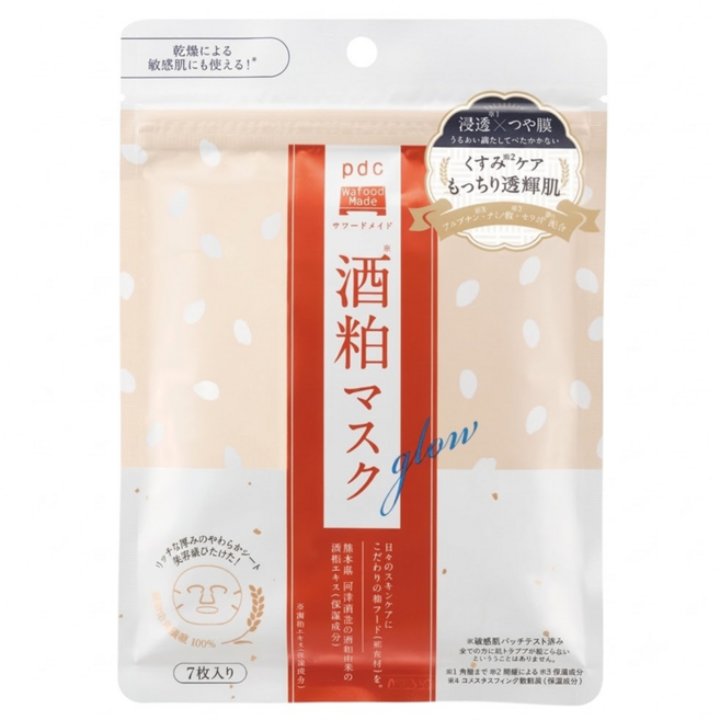 pdc 酒粕透肌面膜 Glow, 7片, 1包
