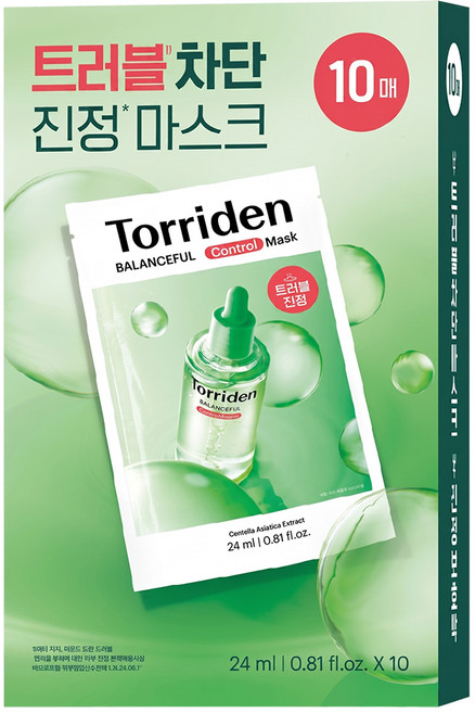 Torriden 桃瑞丹 5D積雪草高效舒緩修護面膜, 1組, 10入