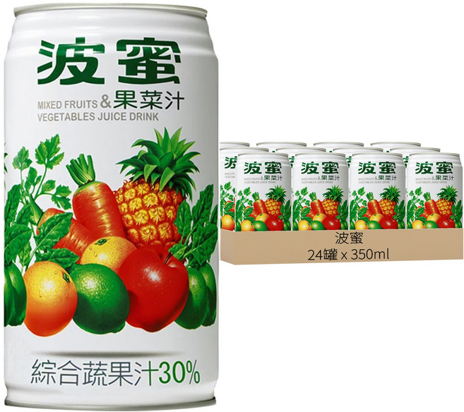 波蜜 果菜汁, 350ml, 24罐