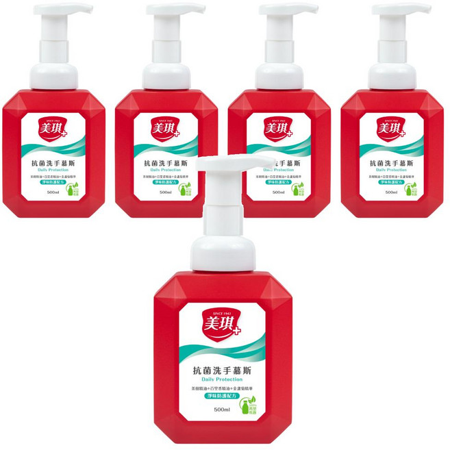 美琪 抗菌洗手慕斯 淨味防護 添加橘油+薄荷精油, 500ml, 5瓶