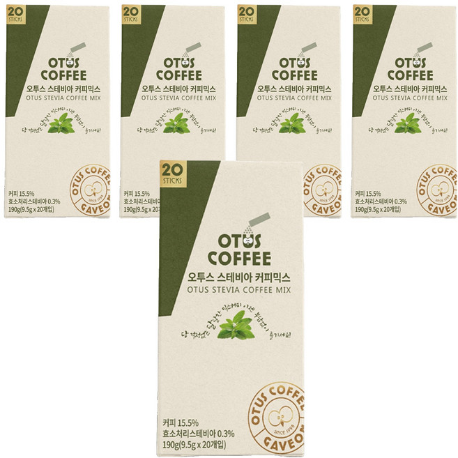 Otus Coffee 甜菊即溶咖啡, 20條, 5盒, 9.5g