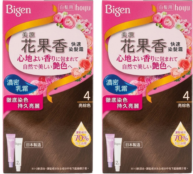 Bigen 美源 花果香快速染髮霜, 4亮棕色, 2盒