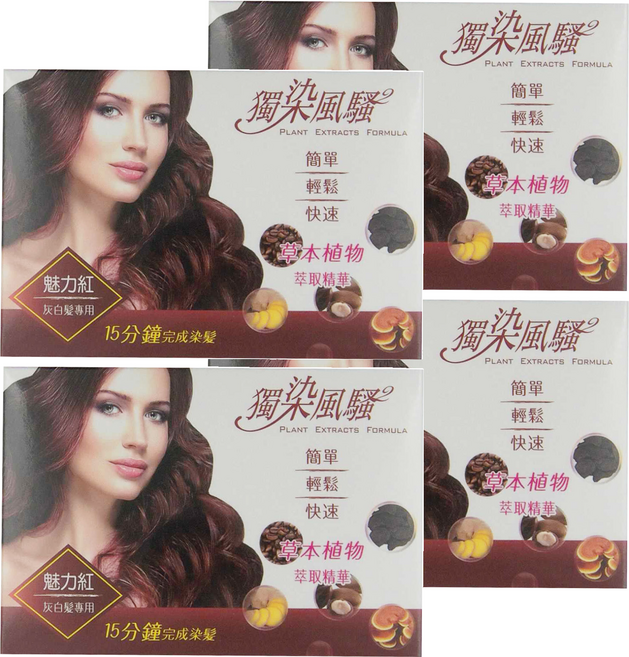 獨染風騷 泡泡染髮乳 20ml 6包, 2H魅力紅, 4盒