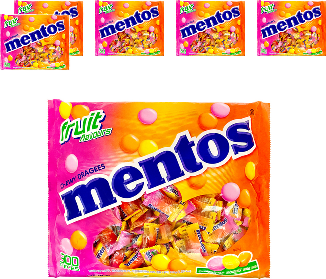 mentos 曼陀珠 獨立包裝曼陀珠 綜合水果口味, 810g, 6袋