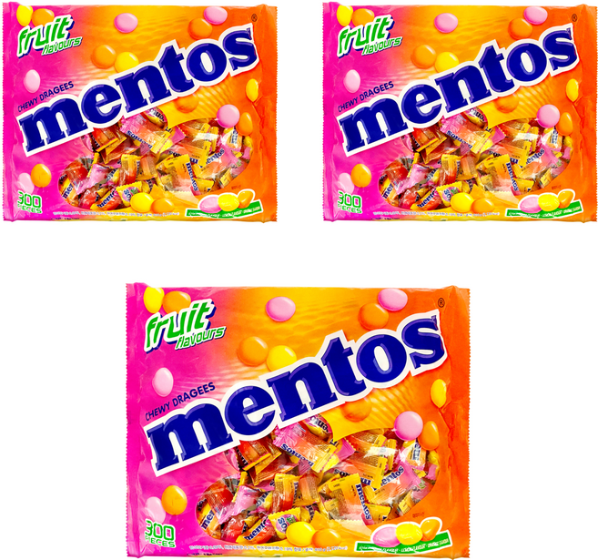 mentos 曼陀珠 獨立包裝曼陀珠 綜合水果口味, 810g, 3袋