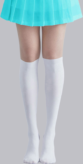 DONATI SOCKS 女士雙色高爾夫及膝防滑襪, 白色, 1雙