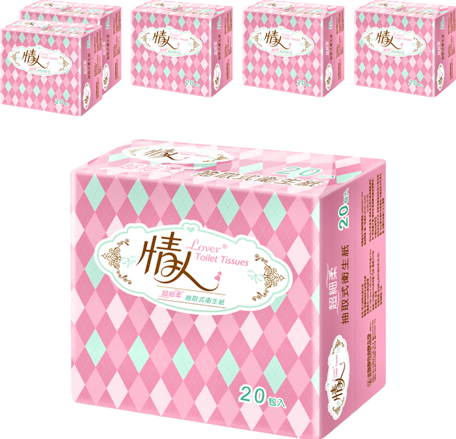 情人 抽取式衛生紙 2層, 20包, 6袋