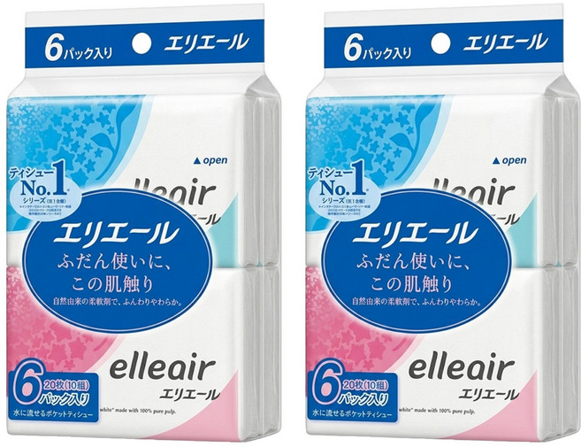 elleair 艾黎艾爾 柔膚細緻隨身面紙, 6包, 2袋
