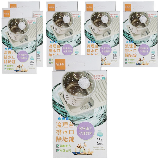 UdiLife 優的生活大師 流理臺排水口除垢錠, 20g, 6盒
