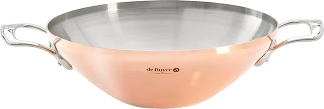 de Buyer 畢耶 頂級契合銅鍋不銹鋼炳 雙耳中華炒鍋, 1個, 32cm
