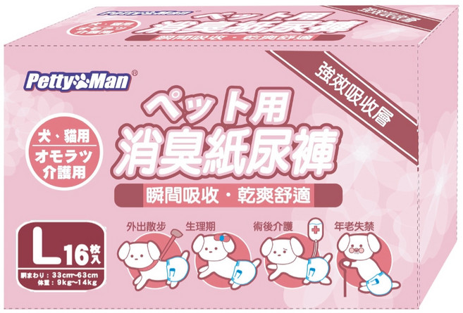 Petty Man 寵物消臭紙尿褲, 1包, 16片