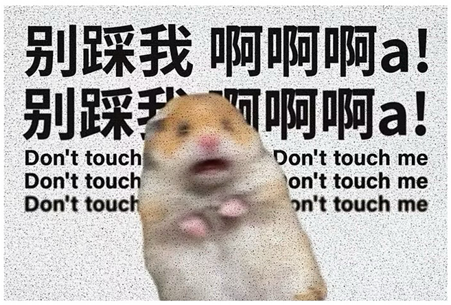 臥室地墊 PVC材質 矩形, 別踩我 驚嚇倉鼠 白色