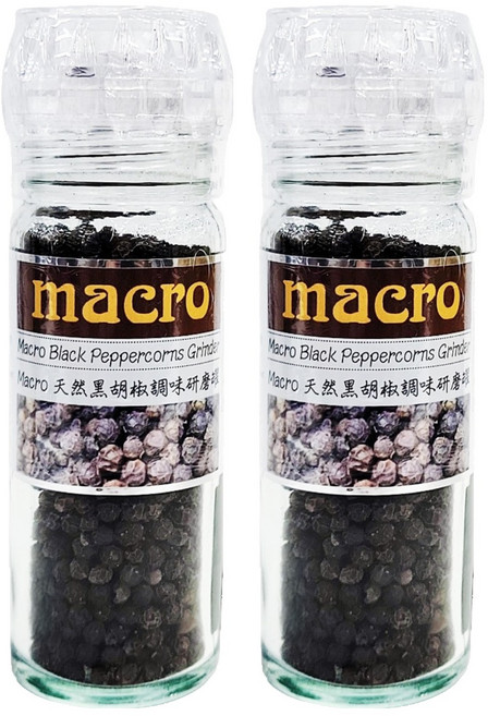 Macro 天然黑胡椒調味研磨罐, 50g, 2瓶