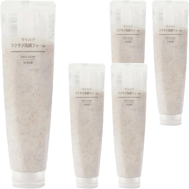 MUJI 無印良品 台灣公司貨 溫和去角質洗面乳, 100g, 5條