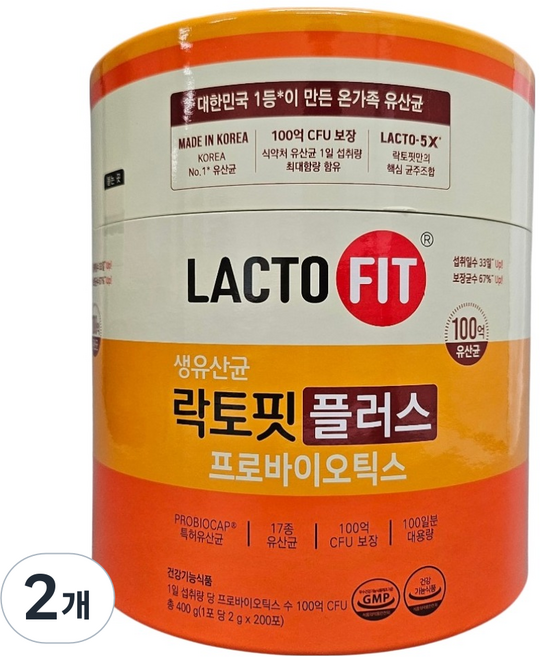 Chong Kun Dang 鍾根堂 LACTO-FIT 活乳酸菌Plus益生菌 200包, 400g, 2個