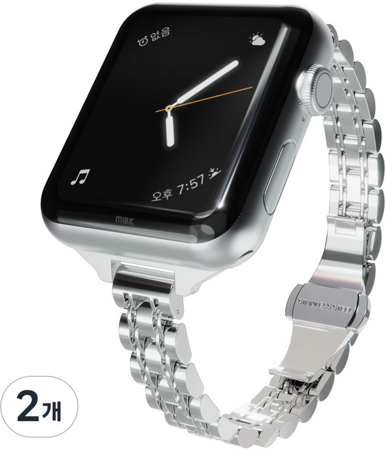 miak Apple Watch 纖薄五珠錶帶, 銀色
