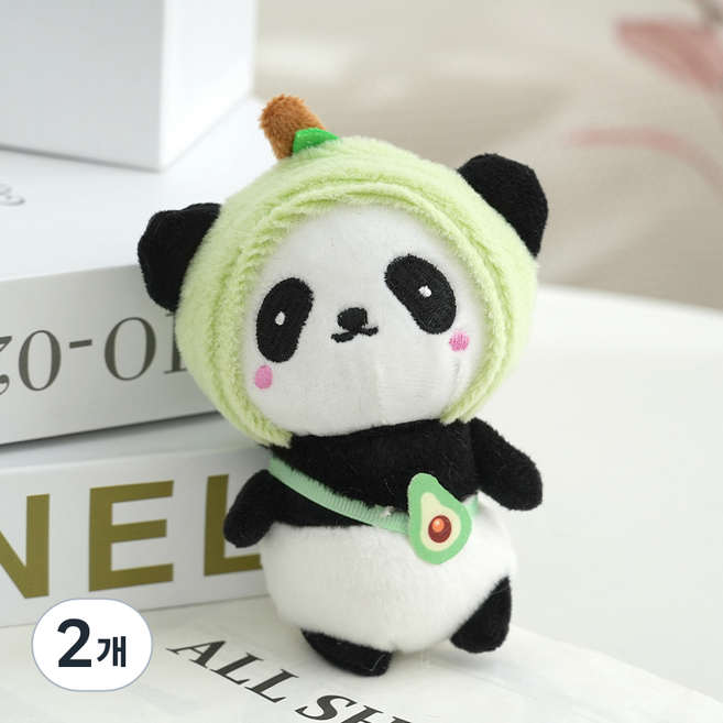 soonZAM 可愛水果熊貓系列娃娃鑰匙圈, 酪梨熊貓, 2個, 12cm