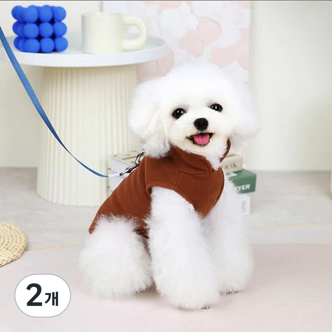 Coco studio 寵物高領胸背帶T恤, 棕色, 2個