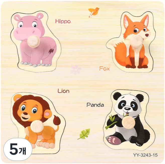 OZ TOY 板塊手抓板拼圖 動物 D, 5個, 4件