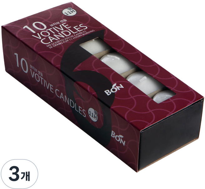Bon Candle Votive 迷你蠟燭 白色, 無香, 3個