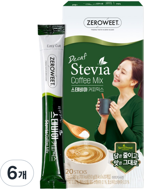 SteviaSweet 無咖啡因甜菊即溶咖啡, 9g, 20入, 6個