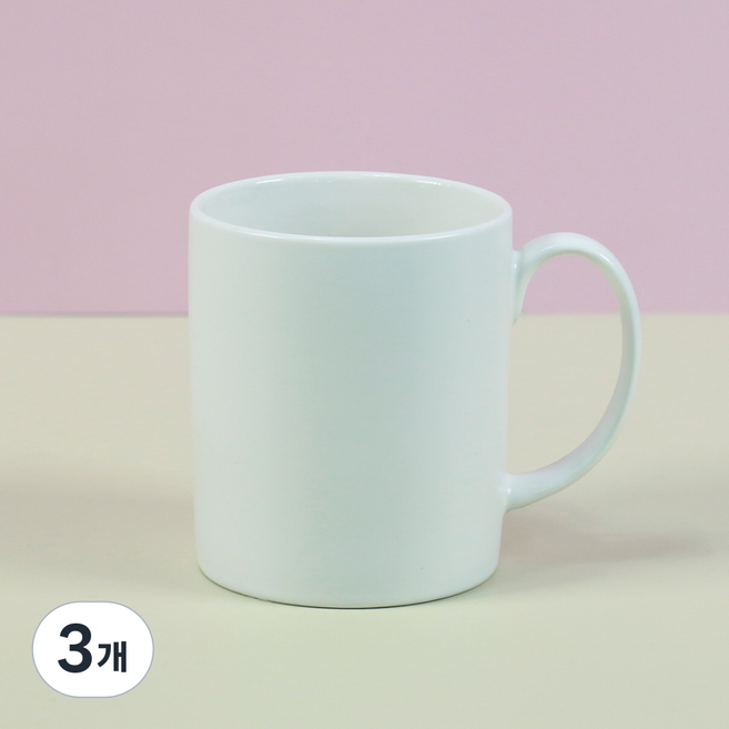 HAPPY JUNG 簡約馬克杯 350ml 霧面, 3個, 白色