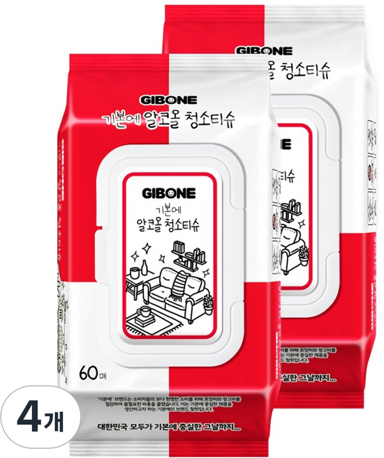GIBONE 消毒濕紙巾附蓋 60張入, 4個