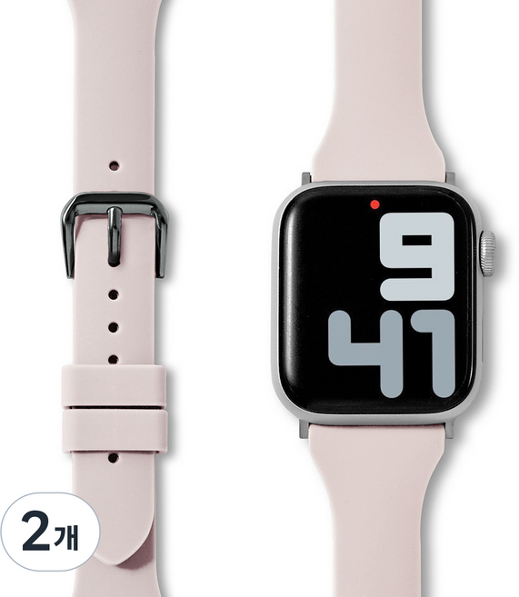NUART Apple Watch 相容 D扣 纖薄 矽膠錶帶, 灰粉色