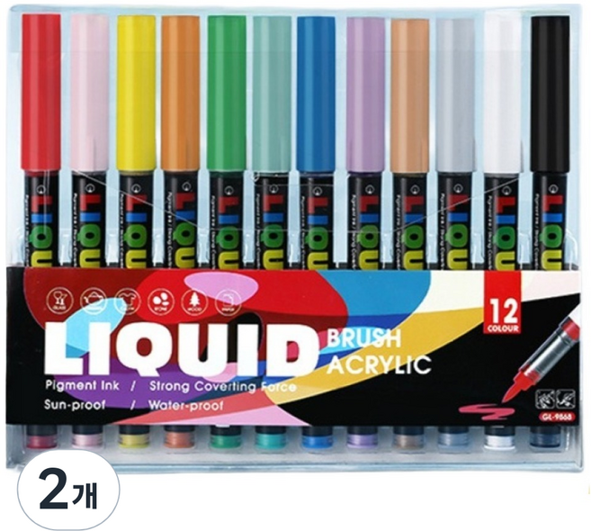 POSCA 粗細可調 水性壓克力馬克筆, 2個, 12色