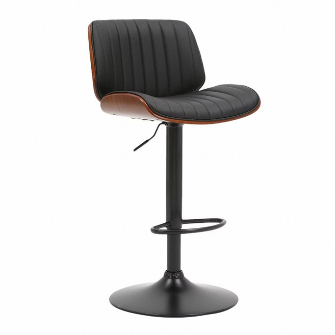 E-home 莫特PU面曲木黑漆腳可調高吧檯椅 SKC093A-blk 50 x 47 x 87-108cm 9.8kg, 黑色, 1個