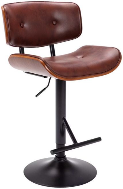 E-home 亞提庫斯復古拉扣曲木可調式吧檯椅 TFC111A-br 53 x 50 x 93-114cm 10.4kg, 棕色, 1個