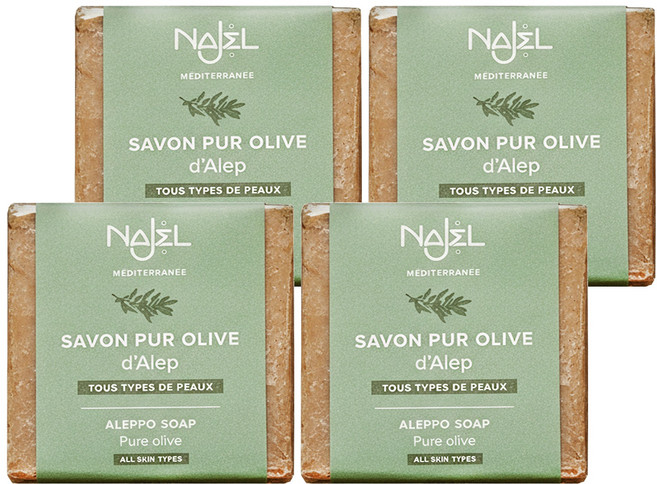 NAJEL 台灣公司貨 娜爵 100%初榨橄欖油 阿勒坡手工古皂, 200g, 4個