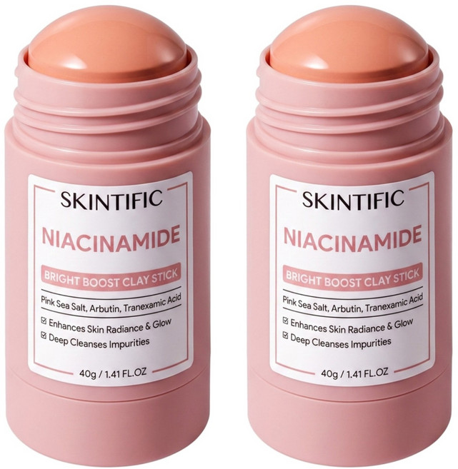 SKINTIFIC 菸鹼醯胺亮白泥膜棒 40g, 1個, 2罐
