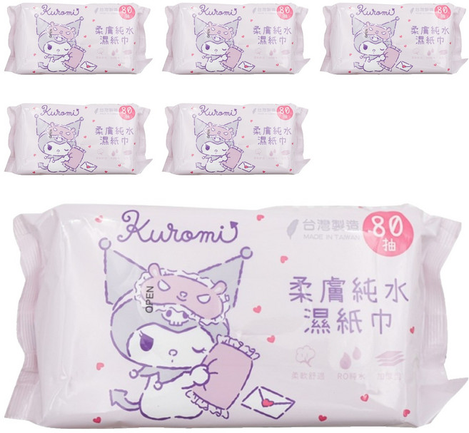 Sanrio 三麗鷗 柔膚濕紙巾 抱枕酷洛米, 1入, 6包