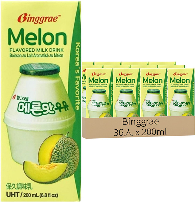Binggrae 保久調味乳 哈密瓜風味, 200ml, 36入