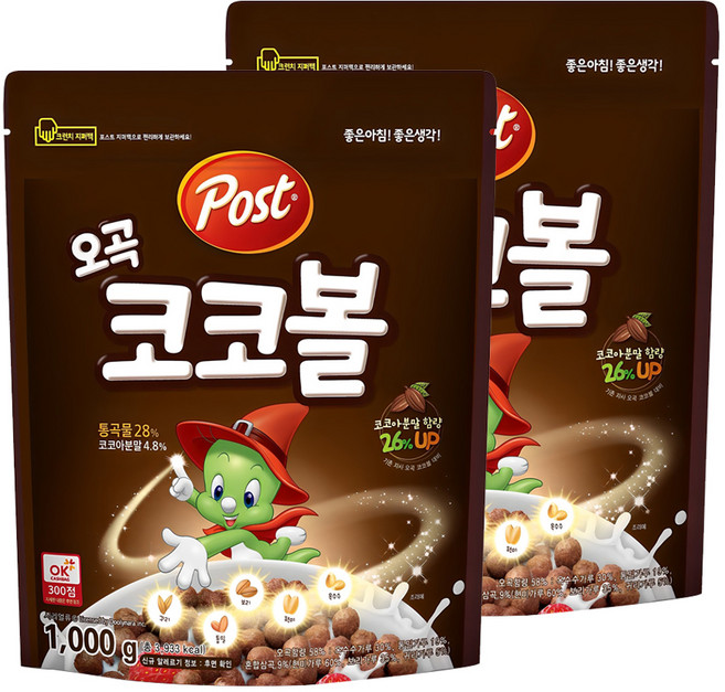 Post 穀物可可球脆片, 1kg, 2包
