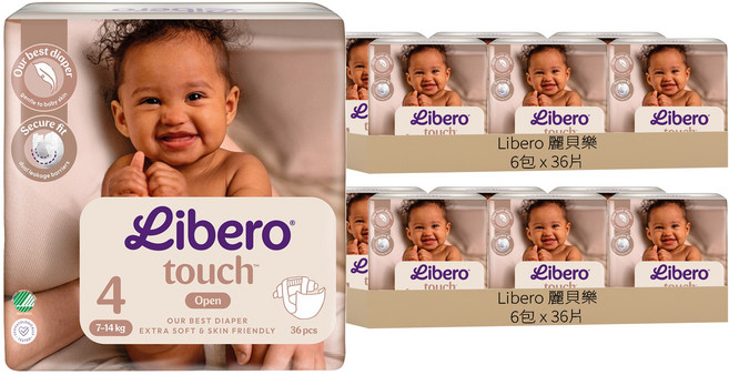 Libero 麗貝樂 嬰兒紙尿褲 touch 7~14kg, 第4階段, 432片