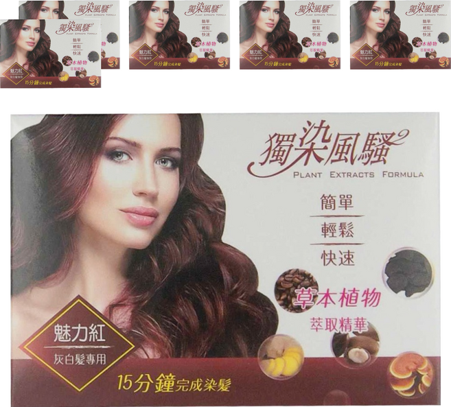 獨染風騷 泡泡染髮乳 20ml 6包, 2H魅力紅, 6盒