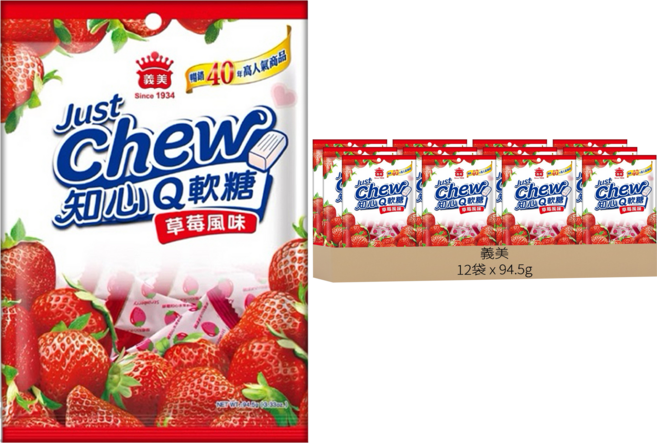 義美 知心水果軟糖 草莓風味, 94.5g, 12袋