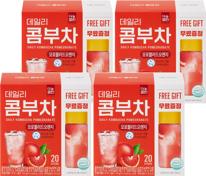 Danongwon 乳酸菌康普茶 + 瓶子 血橙, 20包, 5g, 4盒