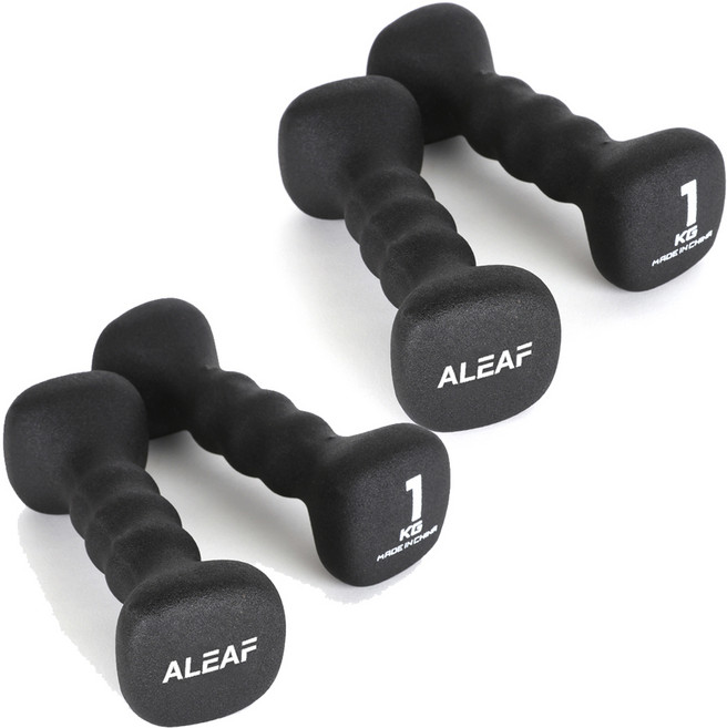 ALEAF 氯丁橡膠方形啞鈴 黑色, 1kg, 4個