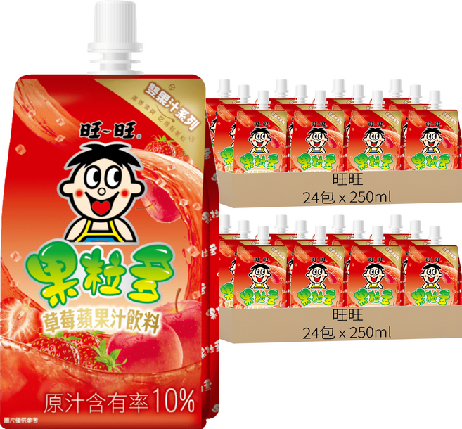 旺旺 果粒多 草莓蘋果, 250ml, 48包