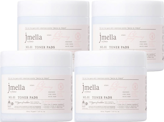 jmella 韓國原廠直供 花園舞會爽膚棉片 芍藥 150ml, 70片, 4件