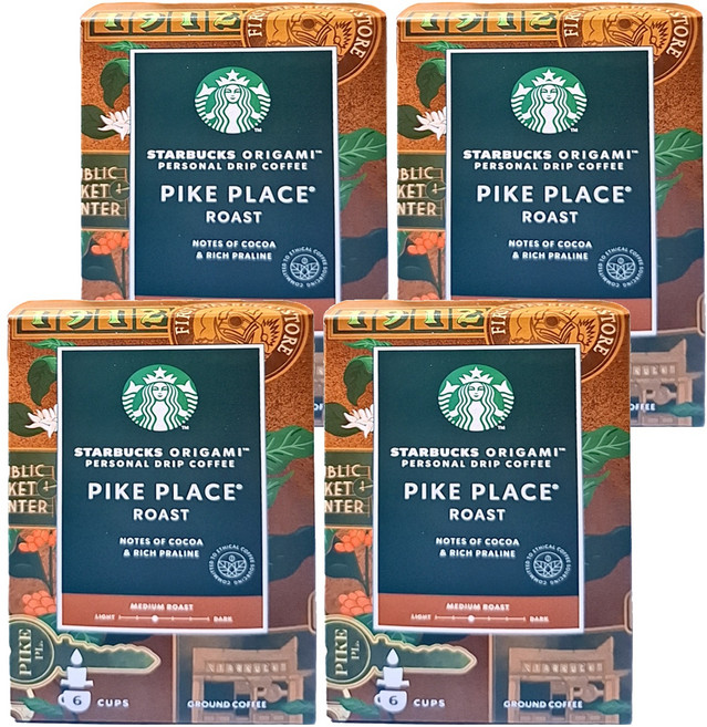 STARBUCKS 星巴克 掛耳式咖啡 派克市場烘焙, 9g, 6入, 4盒
