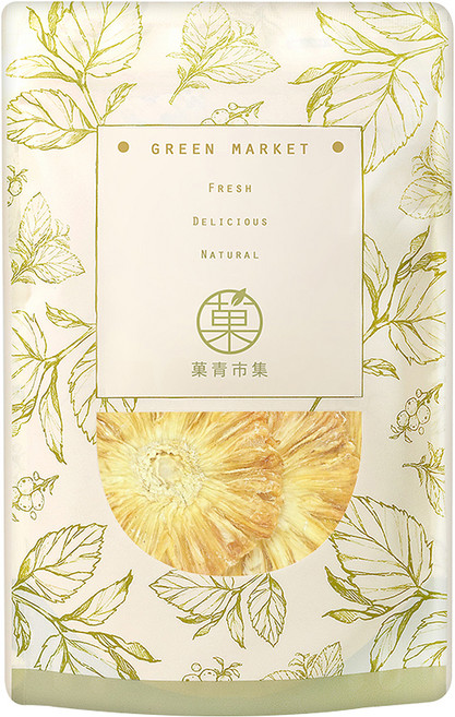 GreenMarket 菓青市集 台灣金鑽鳳梨乾 無加糖切片, 230g±5%, 1包