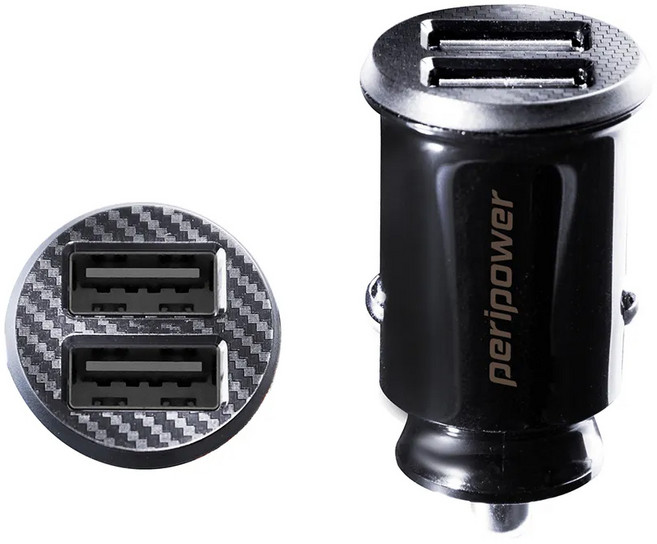 peripower 極速 4.8A 大電流輕量車充 雙孔USB充電, PS-U18, 黑色